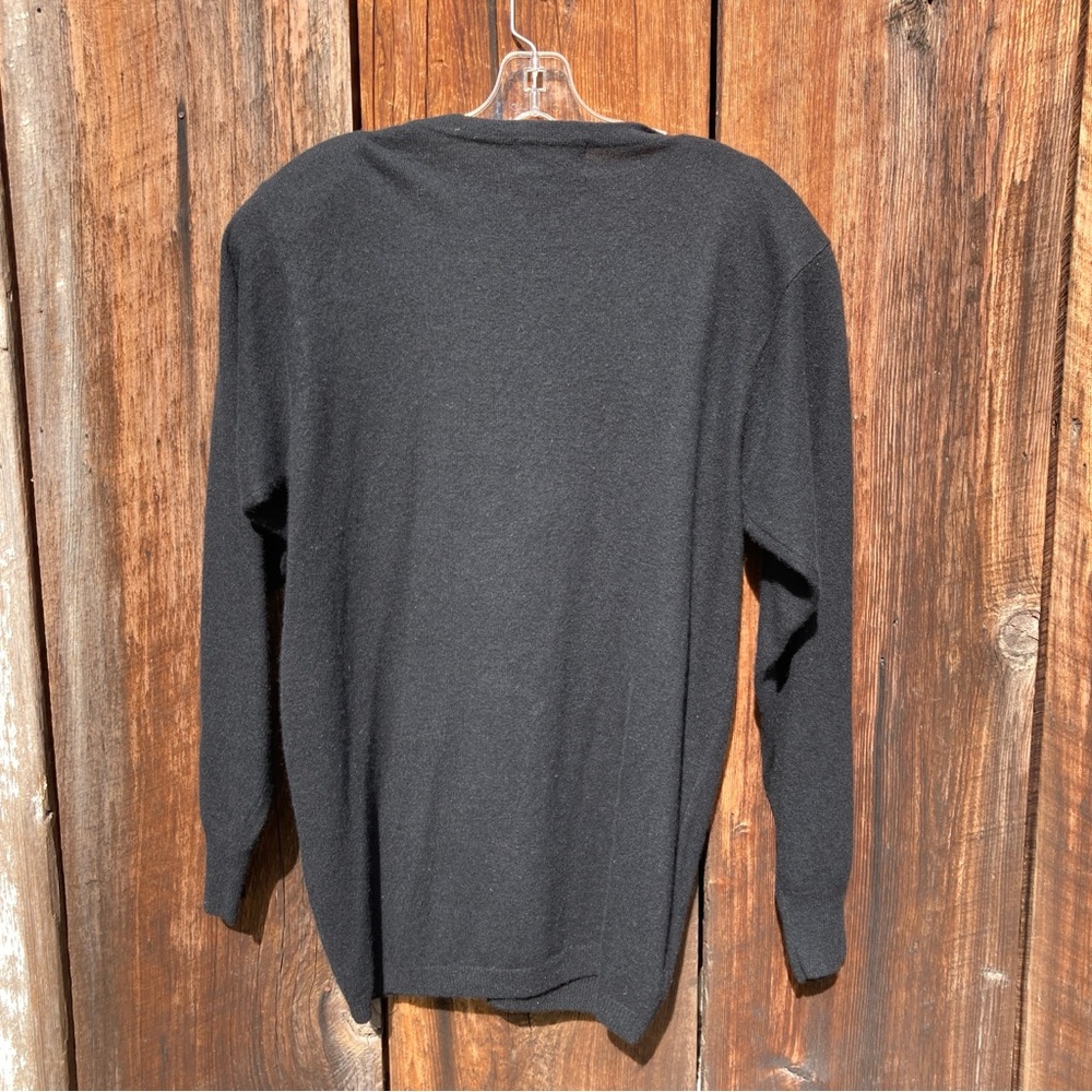 Vintage TJW sequined, angora and wool black sweater size large - Picture 2 of 7